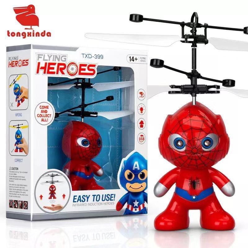 Flying Karakter boneka SUPER HERO DORAEMON HELLOKITTY helikopter terbang sensor tangan mainan anak