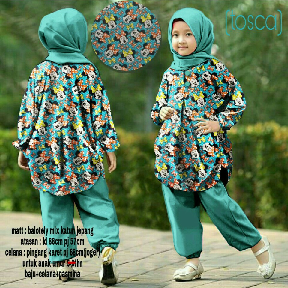 PROMO TERLARIS set una donal tosca fashion anak stelan baju muslim gamis stelan anak