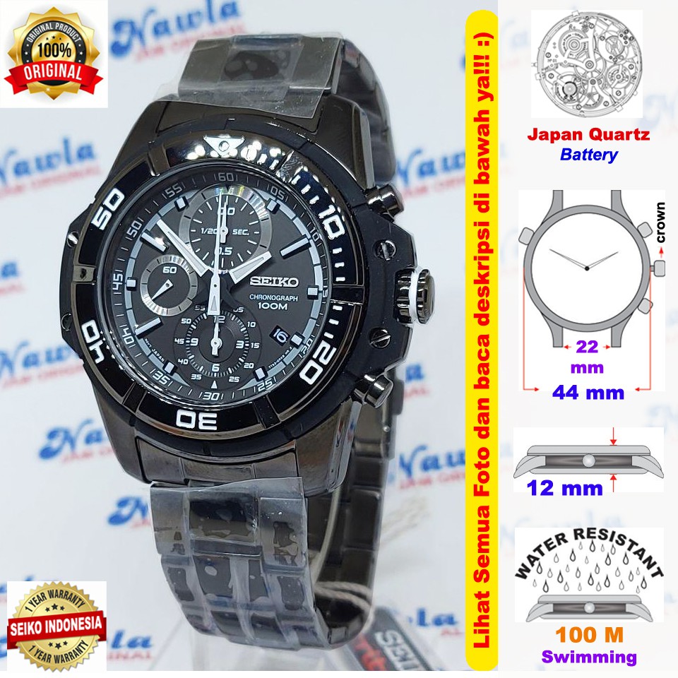 Seiko Quartz SNDB49P1 Chronograph Full Black - Jam Tangan Pria SNDB49