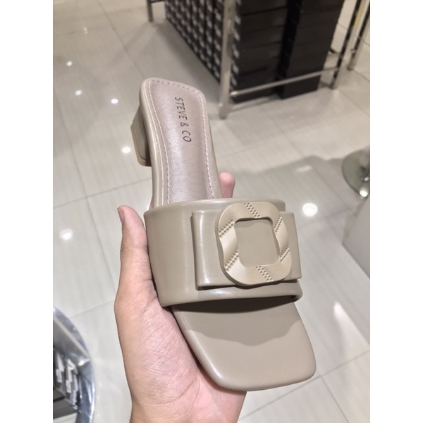 ‼️SALE‼️ Sandal Slide Hak Kotak Merk Steve & Co