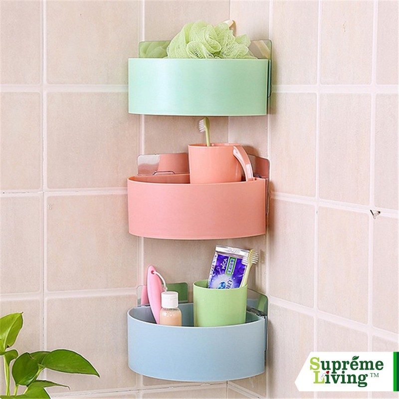 Triangle Shelves Rak Sudut Siku Plastik Tempat Sabun Shampo Kamar Mandi