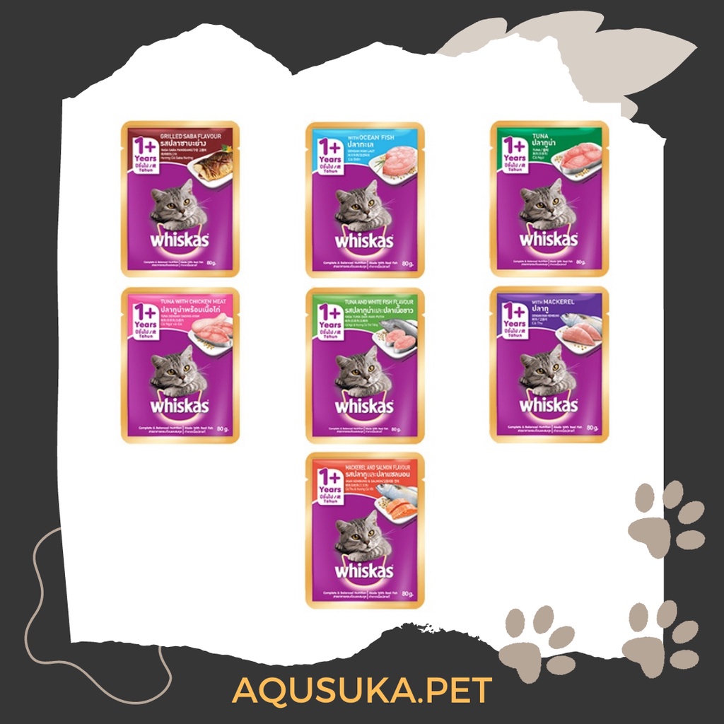 Jual Whiskas Pouch Sachet 80 gram Adult Varian Makanan Kucing Basah