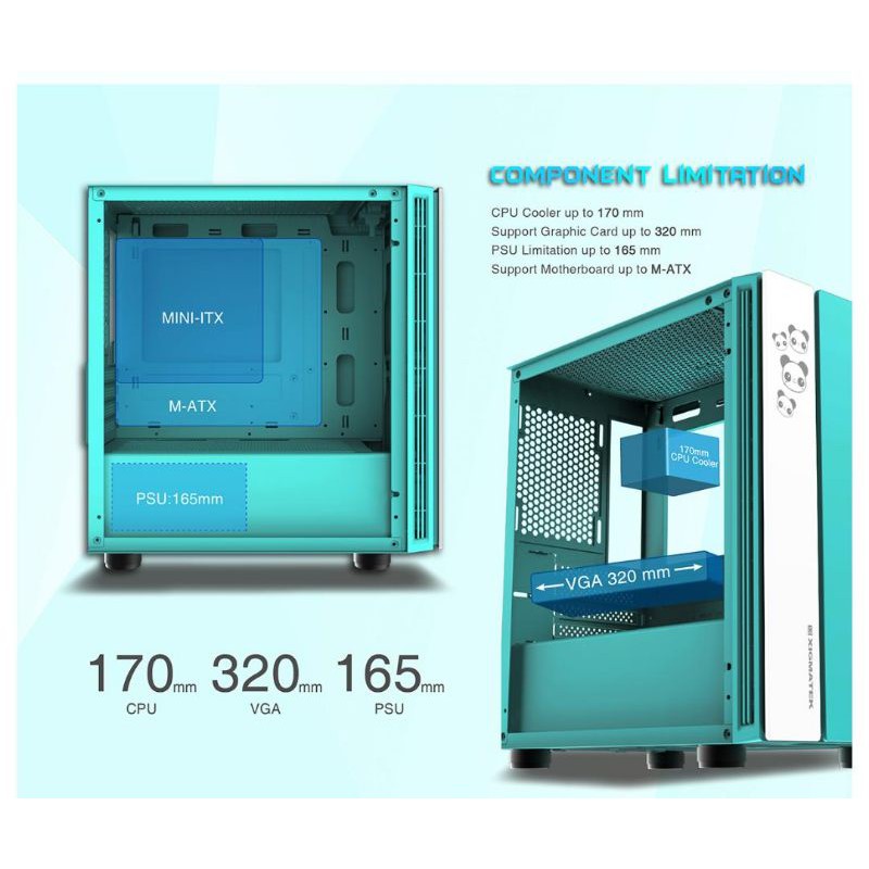 Case PC Gaming Xigmatek OMG Aqua Green Tempered Glass MATX