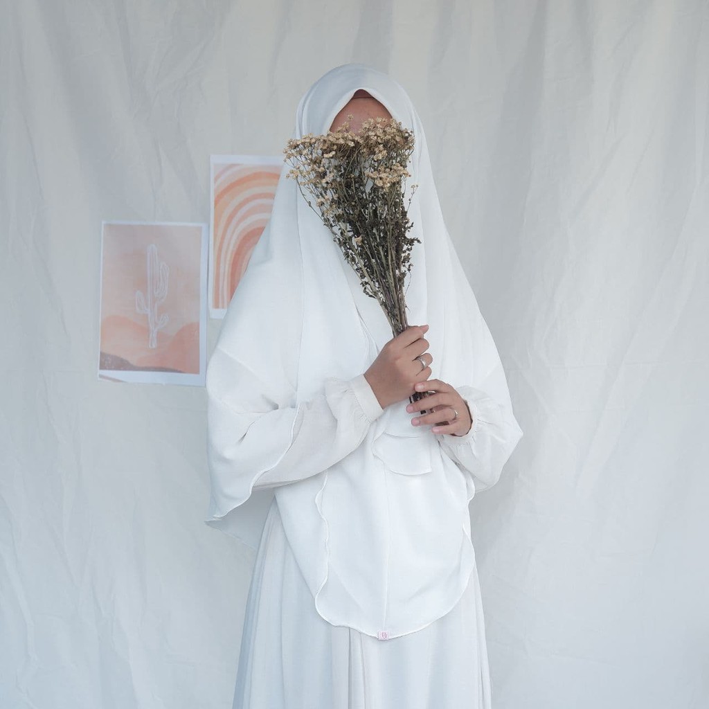 Khimar  instan set cadar  tanpa pet / Best seller khimar oval free cadar bisa COD-1