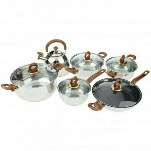 Panci Set Vicenza V-812 Stainless Steel + Tutup Kaca / Cookware V-812