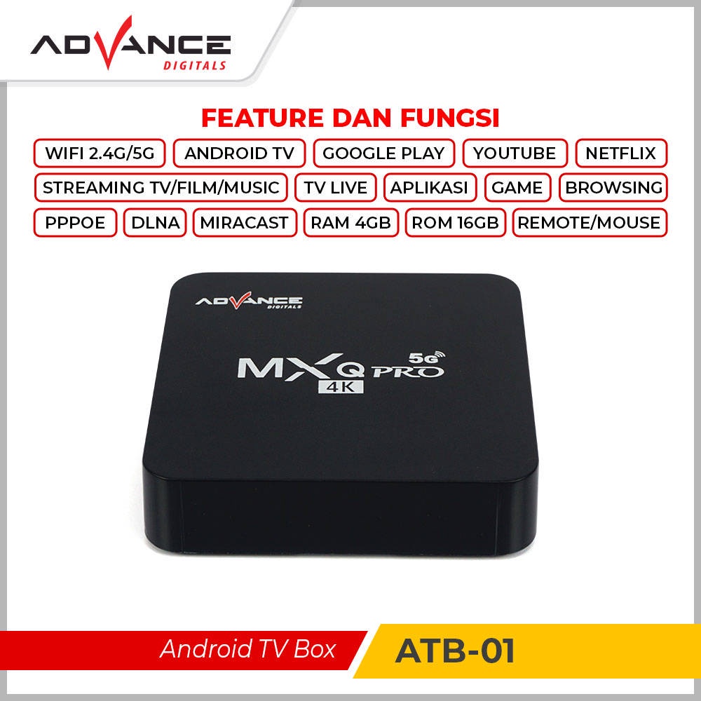 TERBARU~Smart TV Box Advance ATB-01 | Advance ATB-01 Android Tv Box Mxq Pro 4K Support Wifi 2+16Gb TV BOX Android | FMS