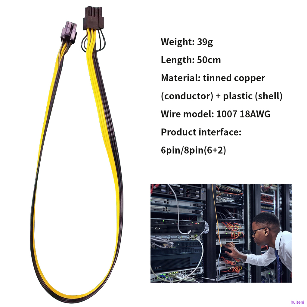 Kabel Adapter Converter Pci-E 6pin To 8pin Untuk Kartu Grafis Gpu Huiteni