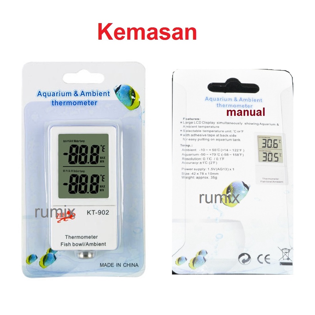 Thermometer Aquarium Termometer Digital LCD Display Indoor Suhu Air