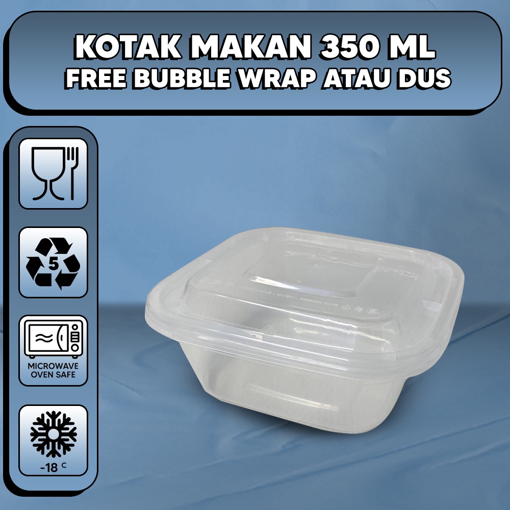 Thinwall Square 350ml Food Container Box Tempat Kotak Makan Plastik Square 350 ml