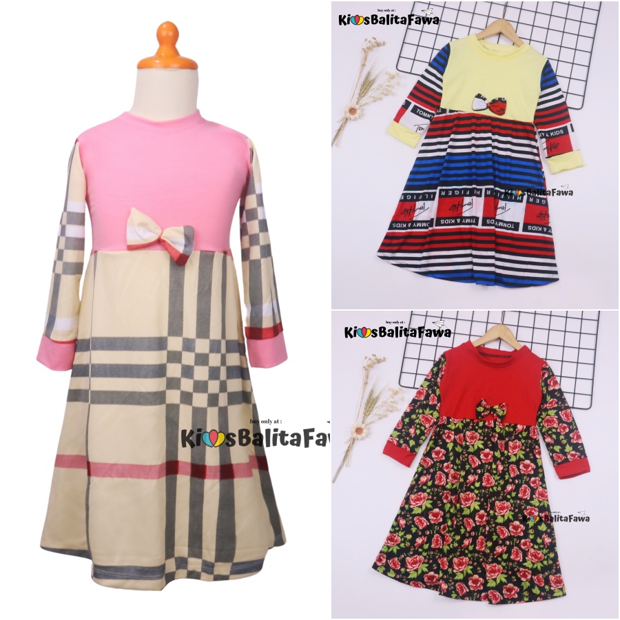 Gamis Eliza Uk 1-4 Tahun / Tunik Baju Anak Perempuan Lengan Panjang Dres Cewek Gamis Muslimah Motif