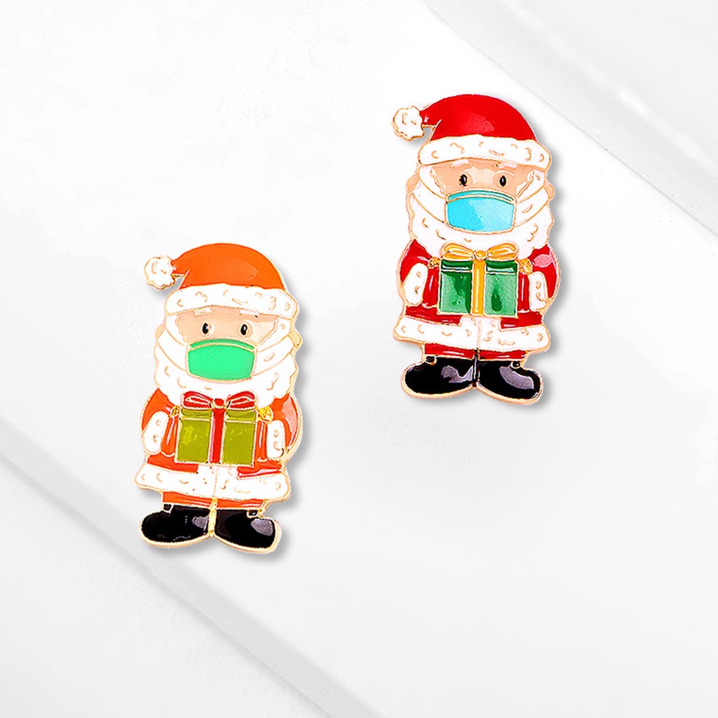 Hu Hu Hu Hu Hu Alat Bantu Pasang Kacamata♡ Bros Kalung Enamel Desain Santa Claus Element Natal Bahan Alloy Untuk Hadiah