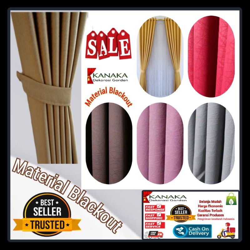 Gorden Blackout Polos Original jendela pintu minimalis ruang tamu mewah elegan terbaru model smokrin