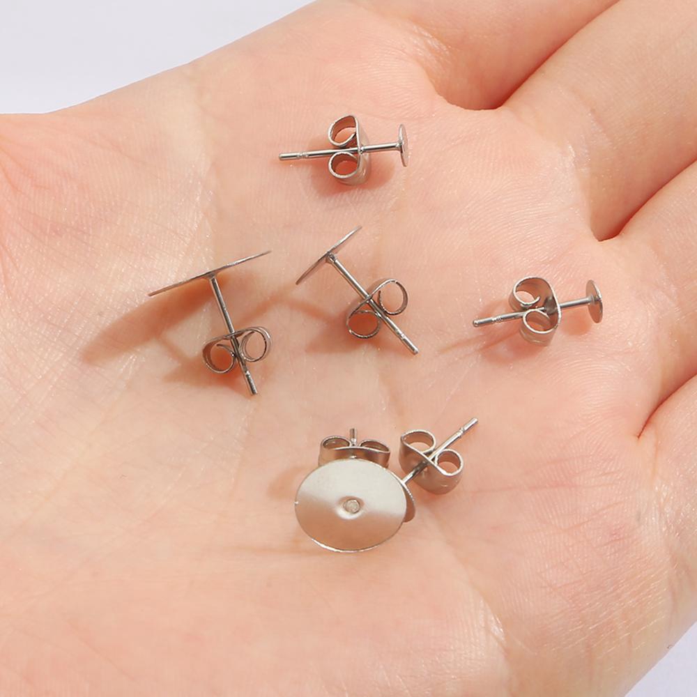 20-100 Pcs Base Pin Kosong Bahan Stainless Steel Untuk Membuat Perhiasan Anting Stud