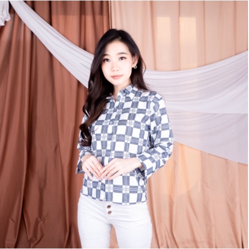 SF - Kemeja Guilen Oversize Shirt / Guilen Oversize Shirt | Bahan Katun Kotak Yandeth Fit XL-KOTAK PUTIH