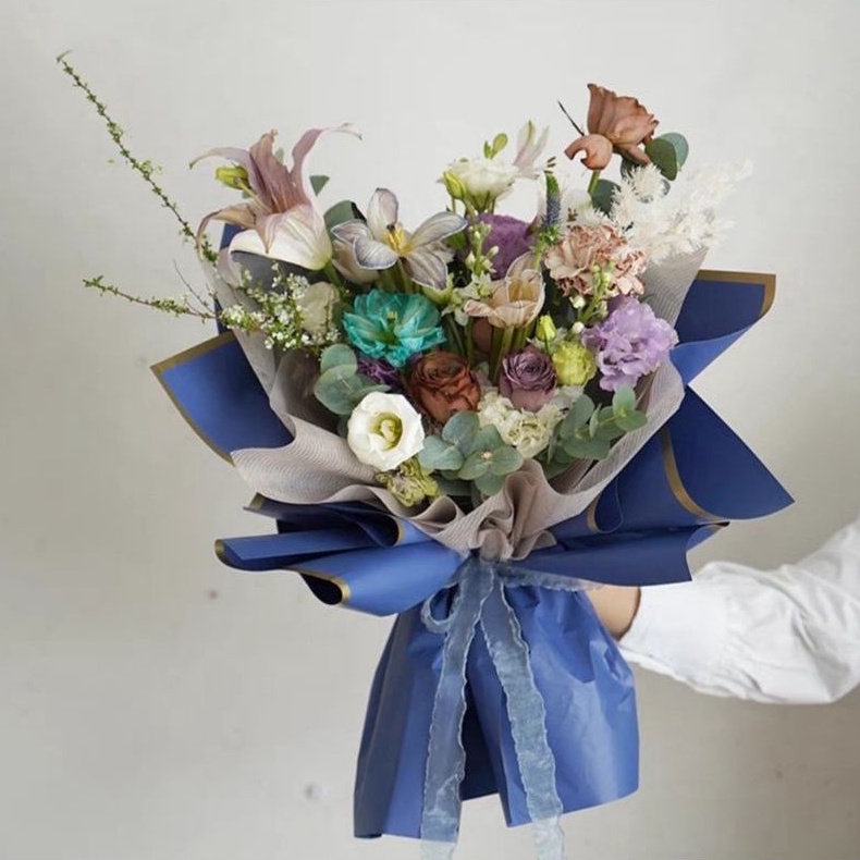 [TERMURAH!!] SOLID GOLD LINE Flower Wrapping Paper / Kertas Cellophane / Kertas Bunga / Kertas Kado