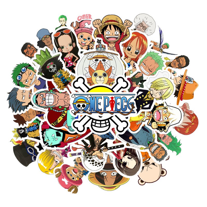 50pcs Anime 2019 ONE PIECE Luffy Stickers For Car Laptop PVC Backpack Home Decal Pad Bicycle PS4 waterproof Decal