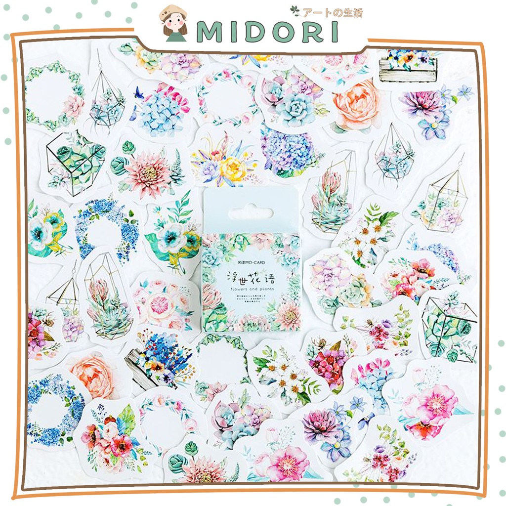 

[MIDORI] 46 Pcs FLORAL Deco Sticker DIY Scrapbook Stiker Lucu Daun Bunga Dekor - B0063