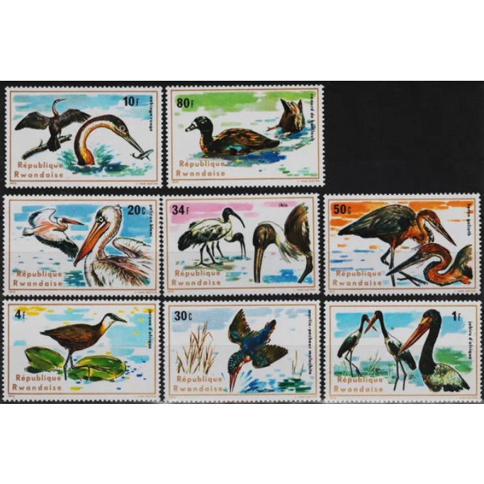 

Perangko Filateli F41 Rwanda MNH 8v 30.06.1975 aquatic birds