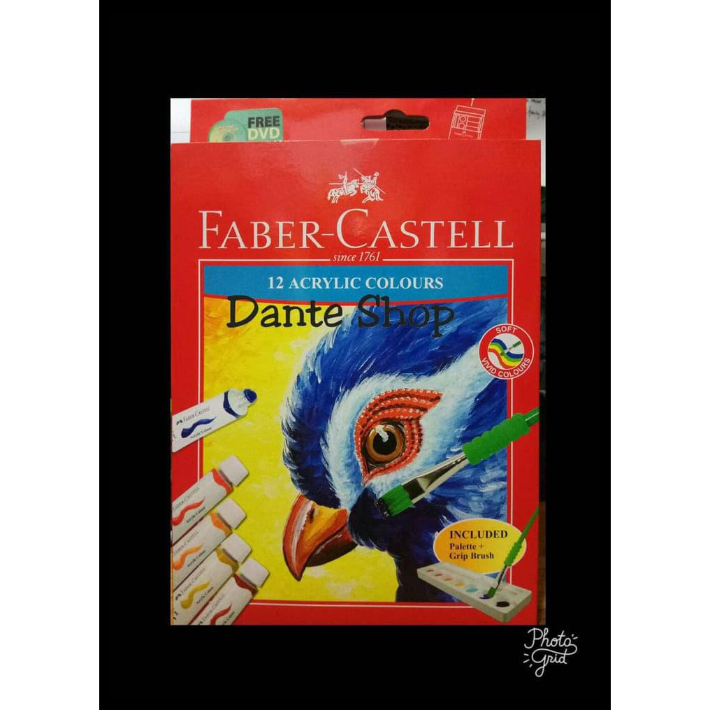 

READY STOK CAT ACRYLIC COLOURS FABER CASTELL 12 WARNA PERALATAN MELUKIS MURAH TERLENGKAP