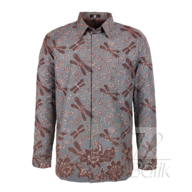 KEMEJA BATIK PRIA Lengan Pendek Premium Motif Capung Warna Abu Grey 727319 Cap 72 - Baju Kemeja Atasan Pakaian Setelan Batik Pria Cowok Laki Laki Remaja Keluarga Kantor Lengan Pendek Modern Slimfit Slim Fit Premium Kekinian