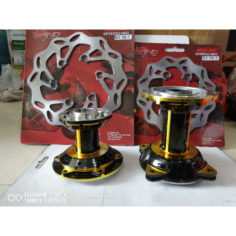 Tromol Set Depan/Belakang KLX 150 +piringan warna gold, mrh