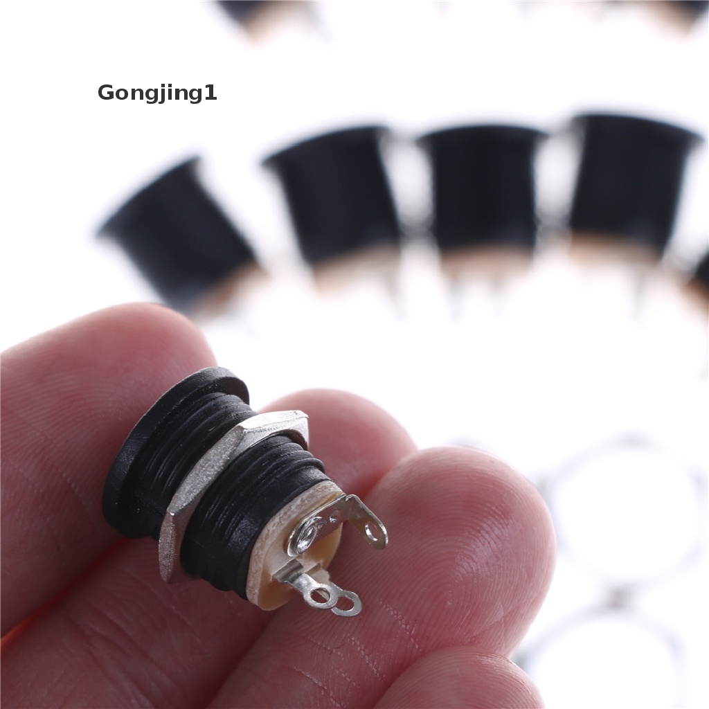 Gongjing1 10pcs Socket Jack Power DC 022 2.1x5.5mm Warna Hitam Untuk PCB