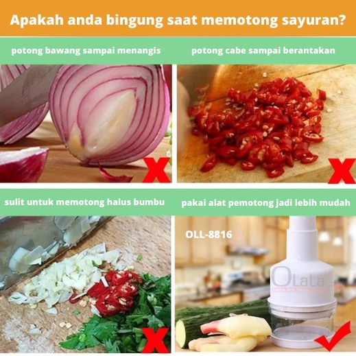 Slap Chopper Manual Penghalus Bawang Sayuran Bumbu Dapur Multifungsi OLL-8816