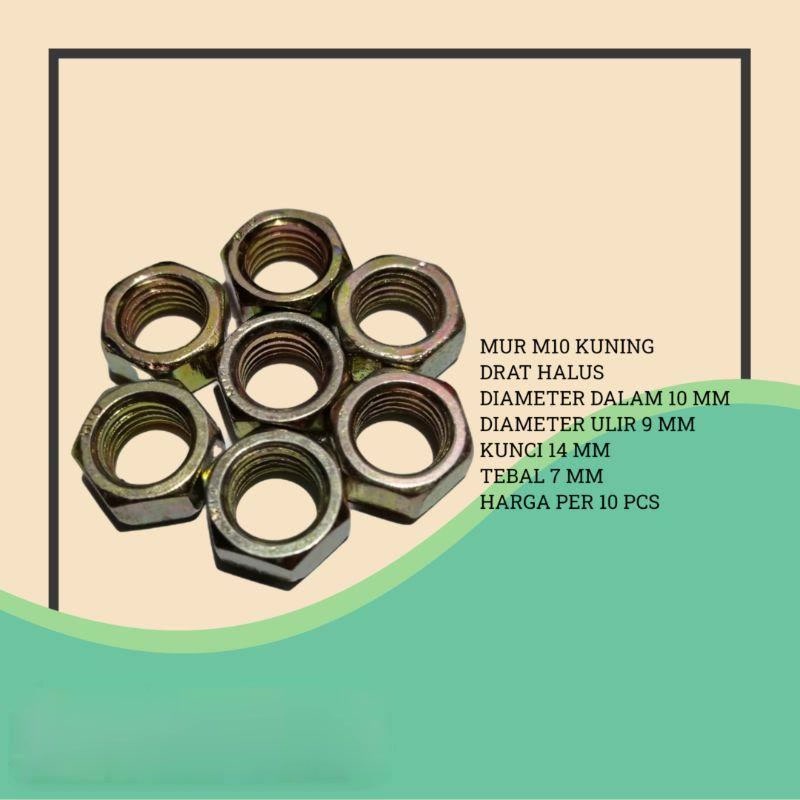 MUR M10 MUR 10MM KUNING DRAT HALUS KUNCI 14 ISI 10 PCS