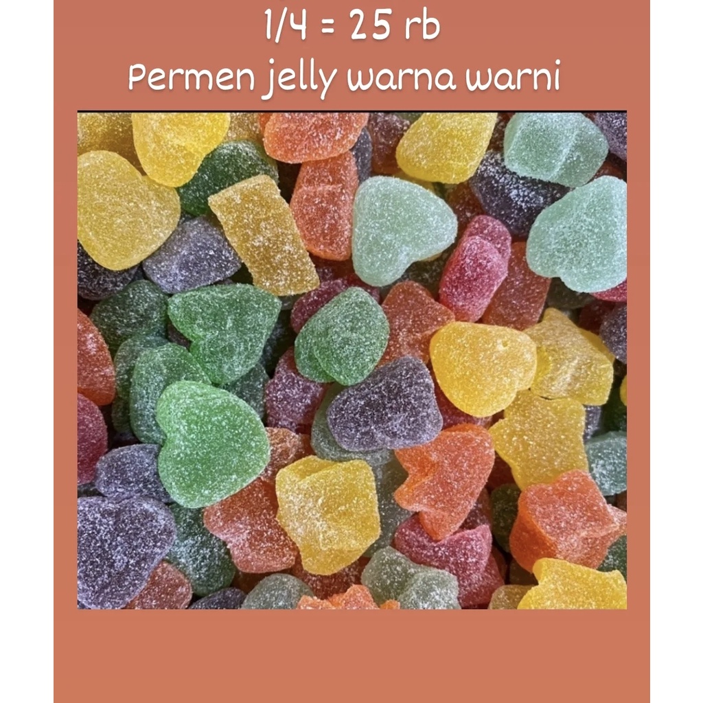 

CEMILAN RINGAN/ PERMEN JELLY WARNA WARNI 250grm
