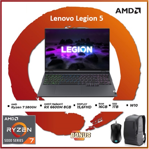Lenovo Legion 5 16ID - AMD Ryzen 7 5800H 16GB RX 6600M 8GB W10 + OHS 15.6" FHD 165Hz