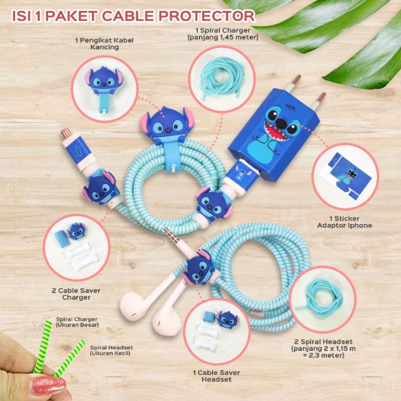 Pelindung Kabel Spiral Kartun Android Iphone 1 Paket