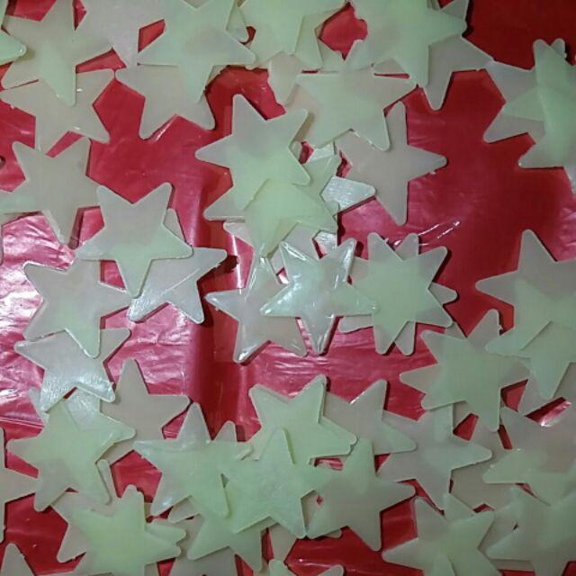(50 Pcs) Ready Jakarta Stiker Dinding Bintang Bercahaya Star Glow In The Dark