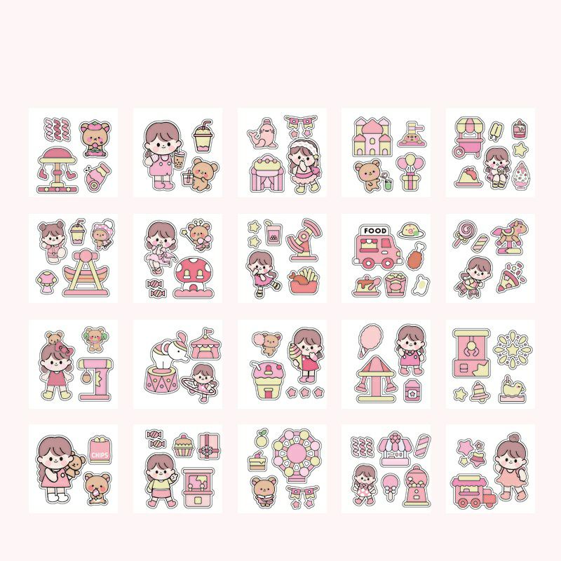 1 pcs kisscut stiker deco transparant lucu korea sticker cute kisscut-Pink 2