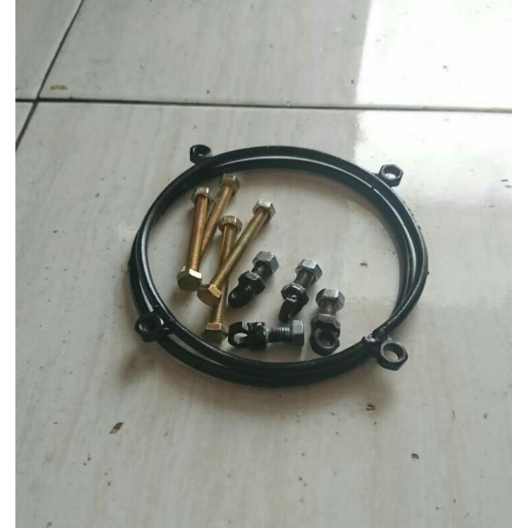 ring besi tak Ketipung paralon 4 inch +mur baut komplit tinggal pasang