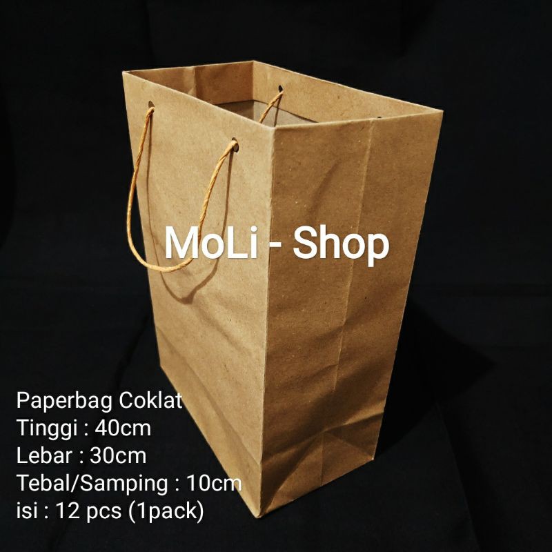 PaperBag Polos Coklat Uk 30x40x10cm, Paper bag, Tas Kertas, tas Souvenir/sovenir, goodie bag