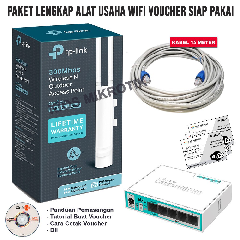 Paket Alat Usaha Wifi Voucher Hotspot Siap Pakai RT RW NET