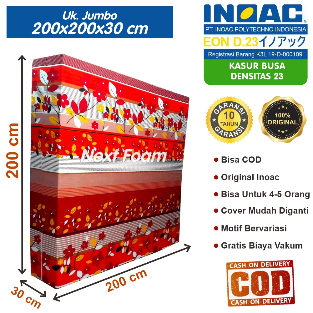 Kasur Busa Inoac Ukuran Jumbo 200x200x30 cm Tebal 30 cm EON D23 ORIGINAL INOAC Garansi 10 Tahun Asli