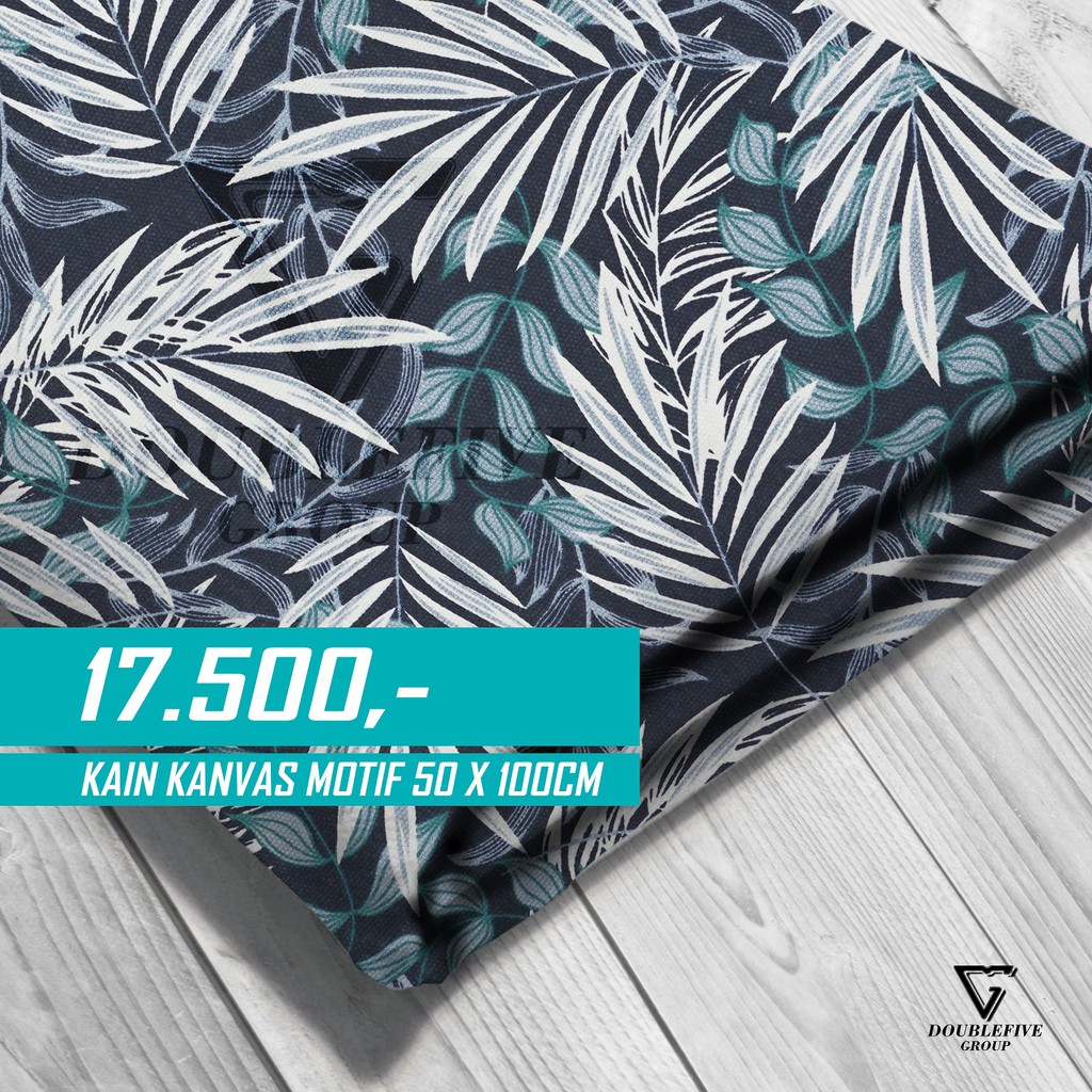 Kain Kanvas Meteran Motif 50 x 100 Cm - Palm Navy