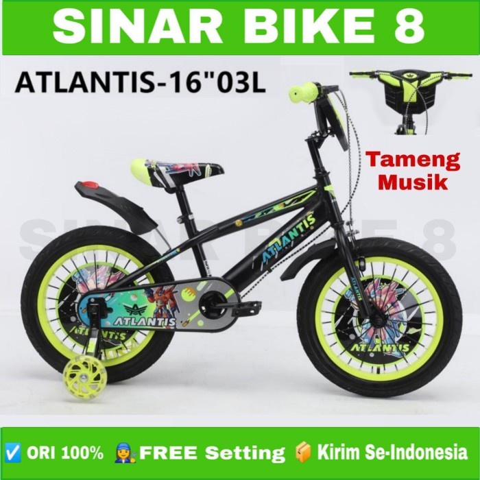 Sepeda Anak Laki Ukuran 16 dan 18 Inch BMX Atlantis -03L Usia 4-9 Tahun Musik &amp; lampu