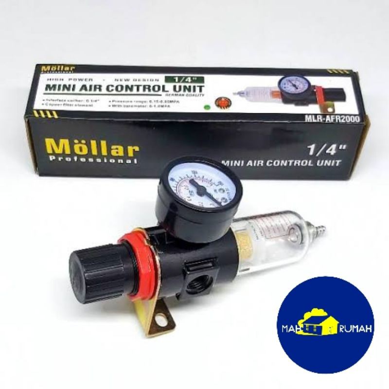 Mini Air Filter Udara Kompresor 1/4&quot; 1/4 in inch Single Regulator - MOLLAR AFR2000