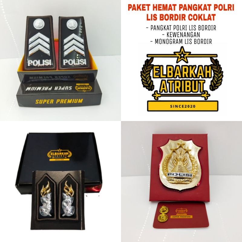 SATU PAKET HEMAT PANGKAT BRIPGADIR LIS BORDIR COKLAT + KEWENANGAN + MONOGRAM