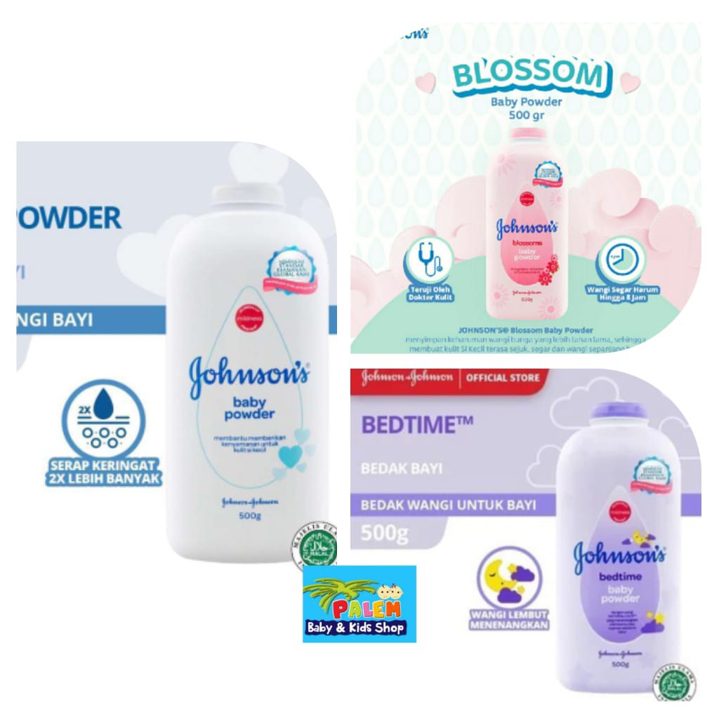 Johnson's blossoms &amp; bedtime Baby Powder Wangi Dan Tahan Lama 500g