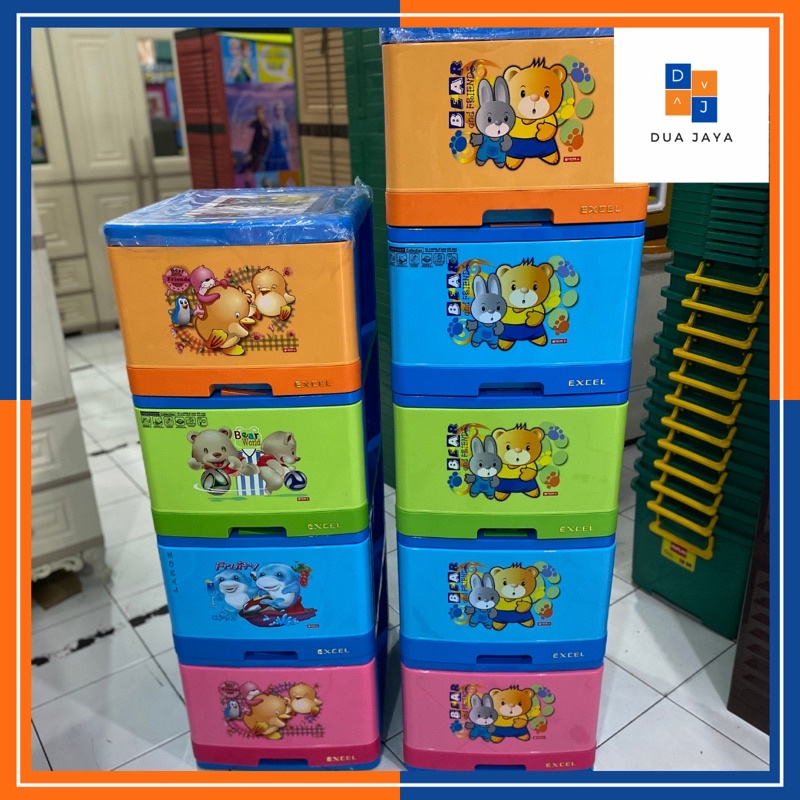 Lion Star - Lemari Pakaian Plastik Susun 4-5 / Laci Container Kabinet Plastik / Excel Pakaian Plasti