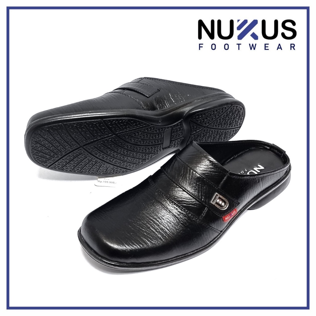 Nukus Sandal Selop Pria Kulit Asli Hitam - SL 61