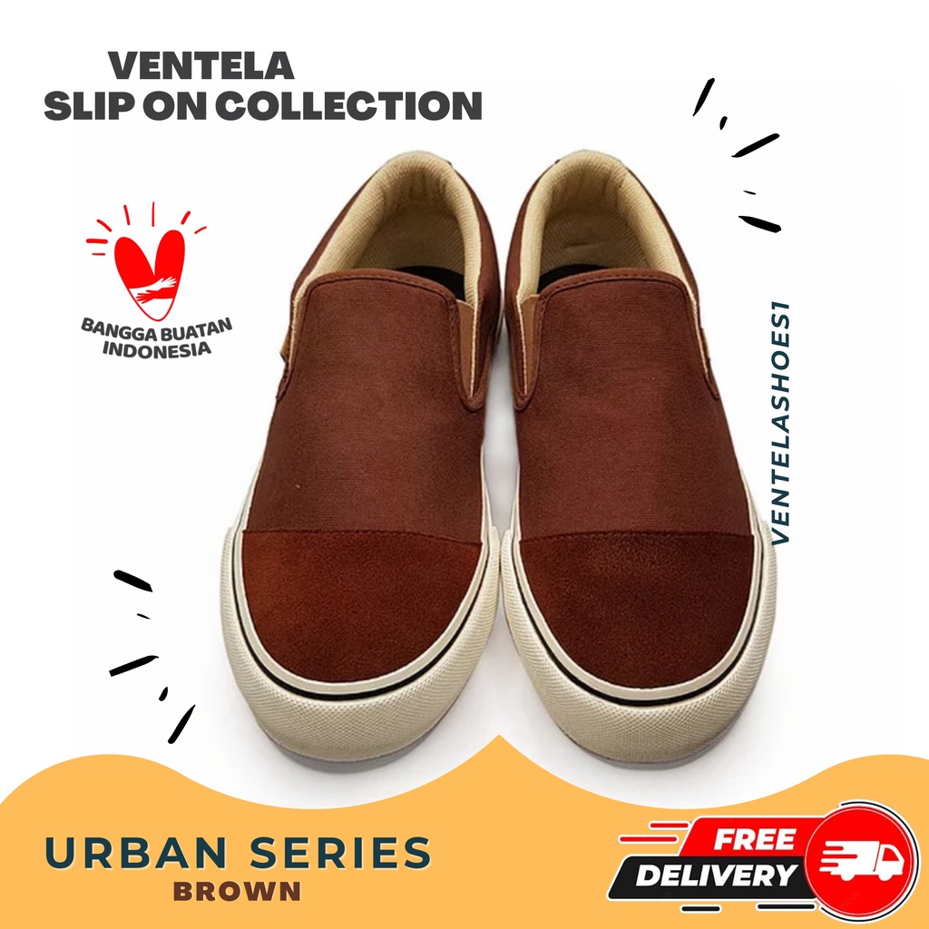 Sepatu Sneakers Slip On Pria Wanita Tanpa Tali Ventela Urban Ori Original 100%