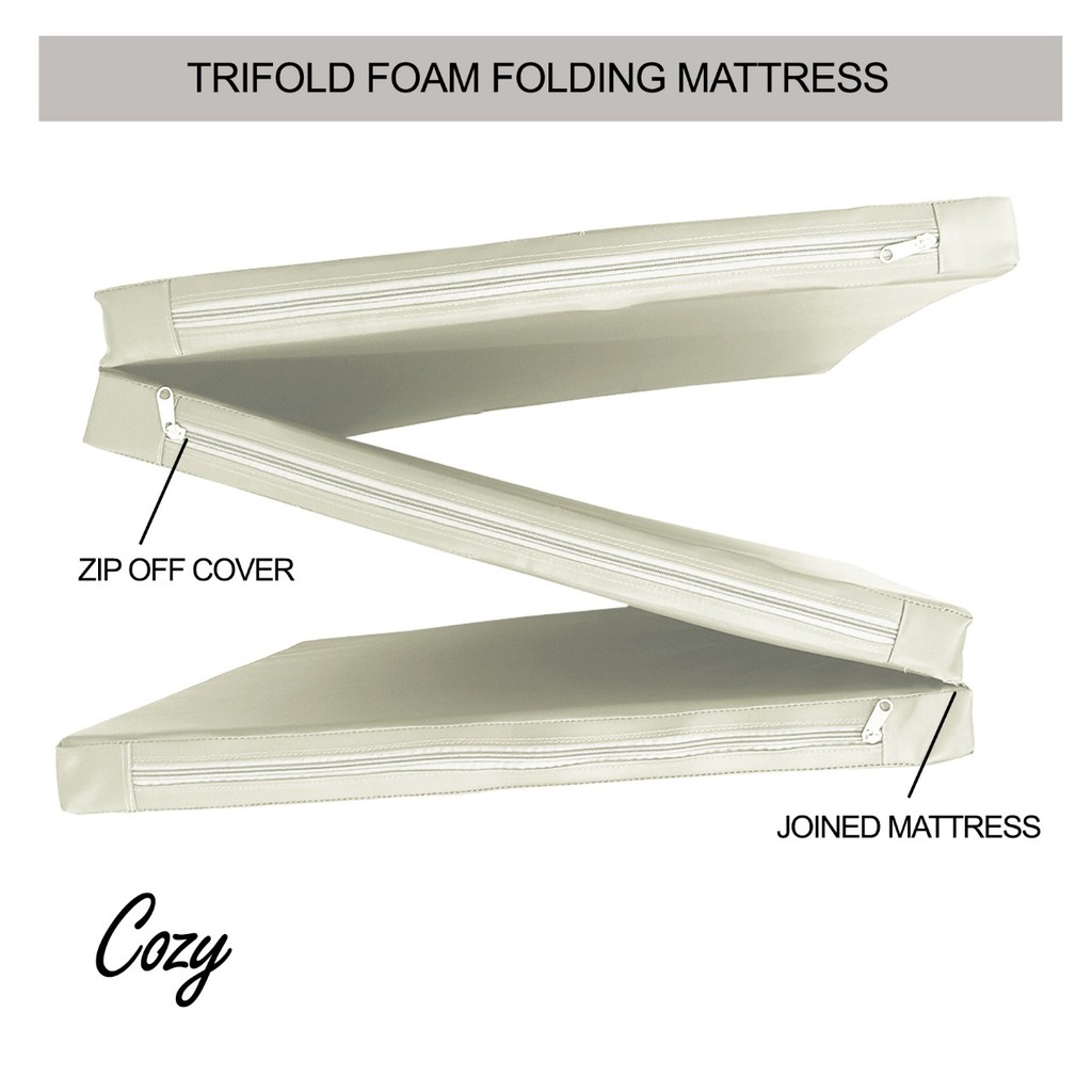 Trifold Folding Mattress COZY Kasur Lipat Waterproof Matras for Travel Excercise Yoga