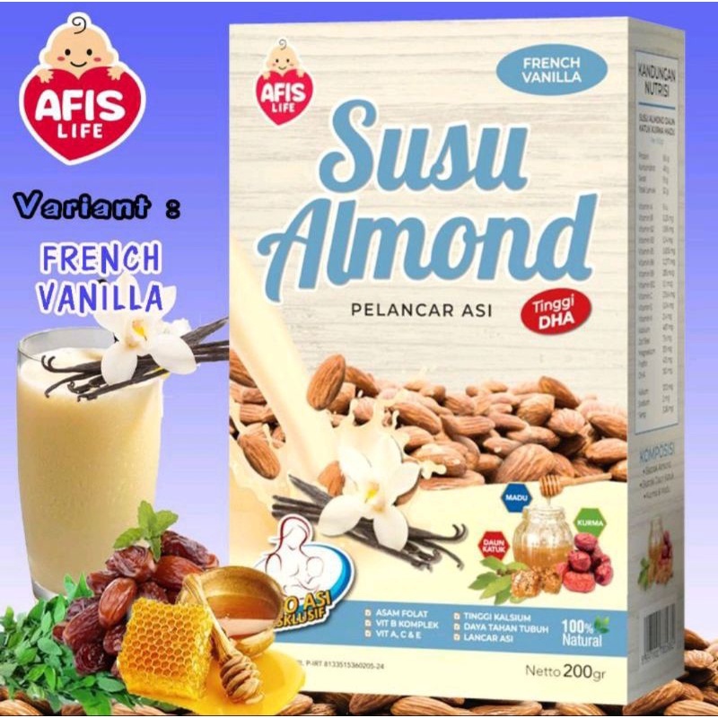 Afis life susu almond vanila 200 gr/pelancar Asi