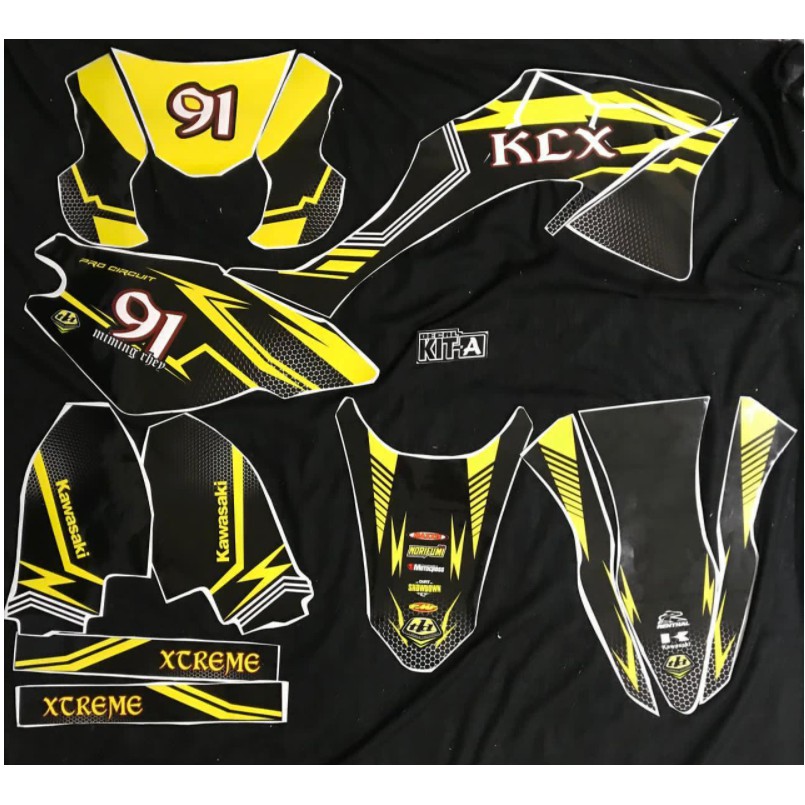 Decal Stiker KLX 150 BF Kuning Dekal Striping Sticker Motor KLX Bf 150 G Stiker Klx 150 BF Custom A3