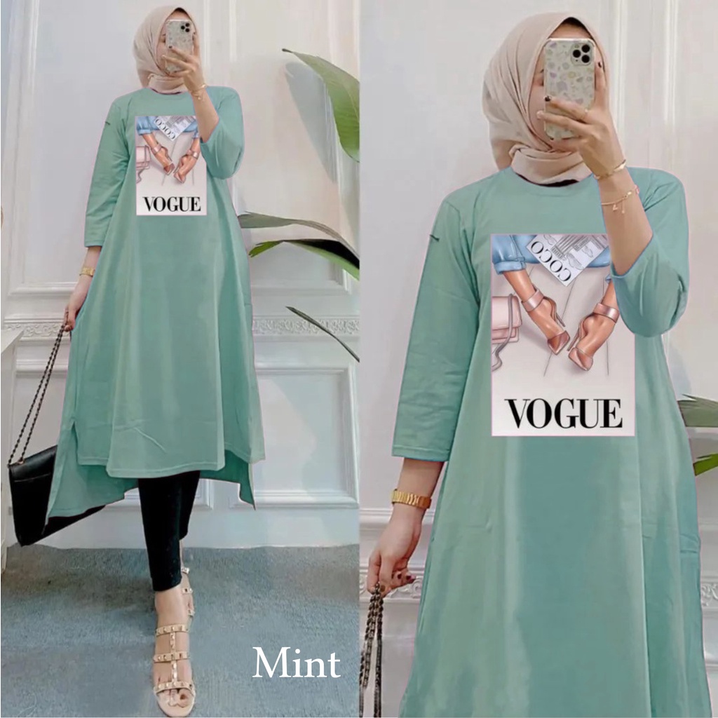 VOGUE MIDI / BAJU MIDI DRESS WANITA KEKINIAN MATT KATUN COMBET 24S SABLON PLATISOL / FASHION MUSLIM WANITA TERBARU / BUSANA MUSLIM WANITA TERBARU / DRESS CEWEK KEKINIAN