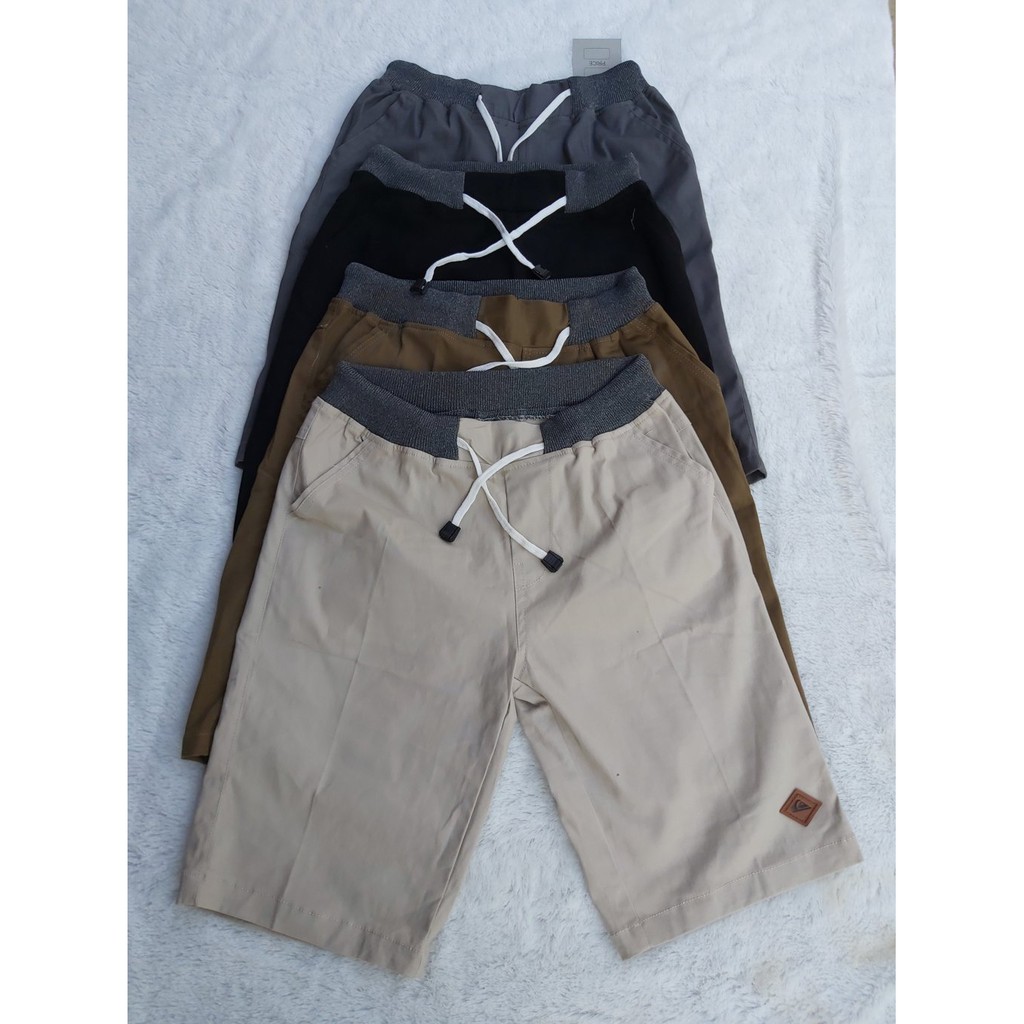 [BIG SIZE] Celana Chino Pendek Pria mick pinggang karet rip katun twill krem coklat surfing santaI